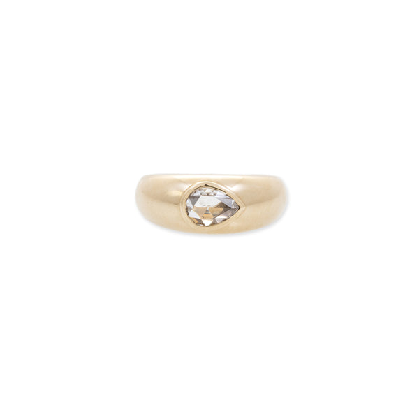 jacquie aiche Rose Cut Teardrop Diamond Center Thick Dome Ring