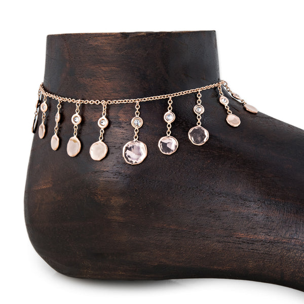 jacquie aiche Round Hammered Disc Diamond Shaker Anklet