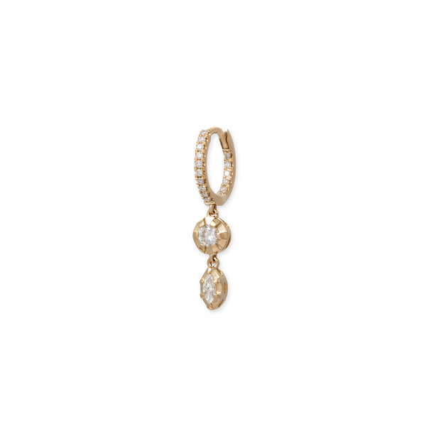 jacquie aiche ROUND + MARQUISE SOPHIA DIAMOND DROP PAVE MINI HOOP
