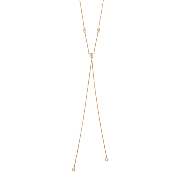 jacquie aiche Round + Teardrop Diamond Bolo Y Necklace