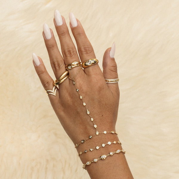 Jacquie Aiche Round + Teardrop Diamond Finger Bracelet