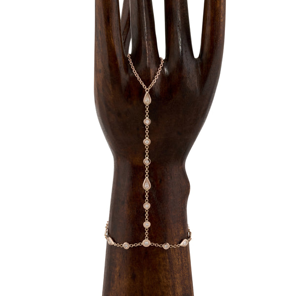 jacquie aiche Round + Teardrop Diamond Finger Bracelet