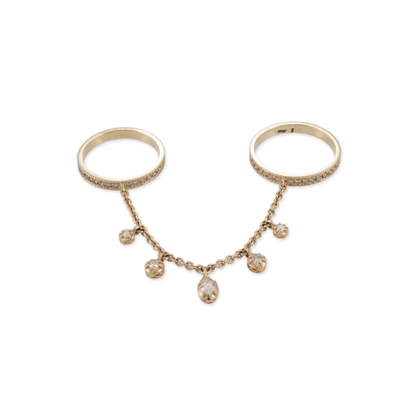 jacquie aiche Round + Teardrop Sophia Diamond Chain Connecting Pave Rings