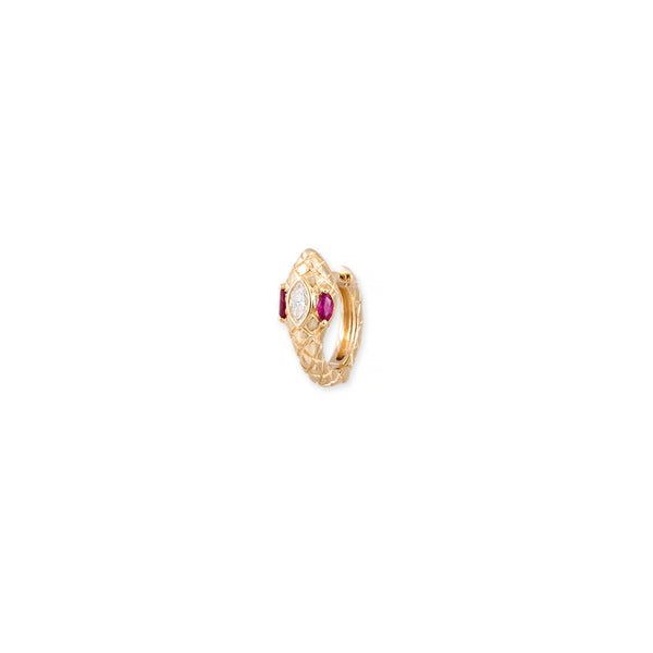 jacquie aiche RUBY EYES MARQUISE DIAMOND HEAD SNAKE MINI HOOP