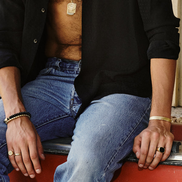 Jacquie Aiche Scarab + Gold And Onyx Beaded Stretch Bracelet