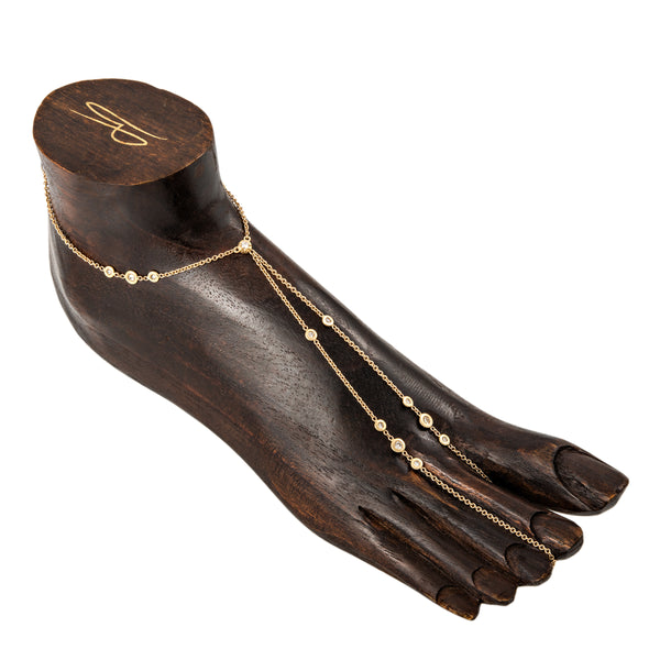 jacquie aiche Single Sophia Diamond + Bezel Diamond Double Stem Toe Anklet