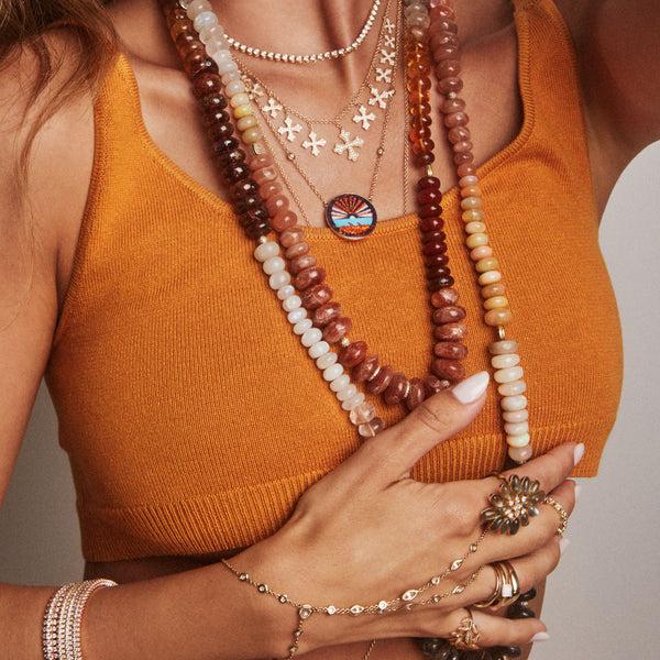 Jacquie Aiche Small Diamond Orange Sunshine Inlay Necklace