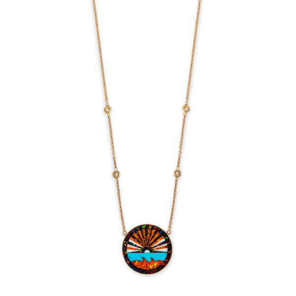 jacquie aiche Small Diamond Orange Sunshine Inlay Necklace