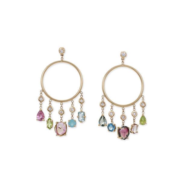 jacquie aiche Small Gemstone Shaker Front Facing Hoops