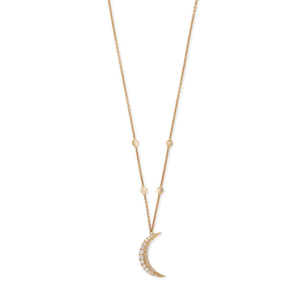 jacquie aiche Small Graduated Diamond Sliver Crescent Moon Necklace