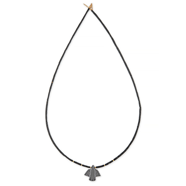 Jacquie Aiche Small Hematite Thunderbird + Gold And Onyx Beaded Toggle Necklace