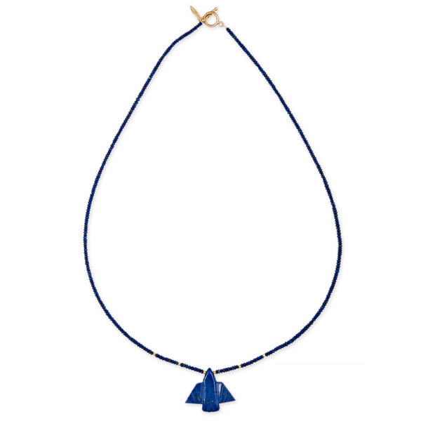Jacquie Aiche Small Lapis Thunderbird + Gold And Lapis Beaded Toggle Necklace