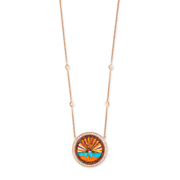 jacquie aiche Small Pâvé Diamond Orange Sunshine Inlay Necklace