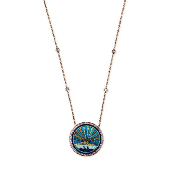 jacquie aiche Small Pave Diamond Sunshine Inlay Necklace
