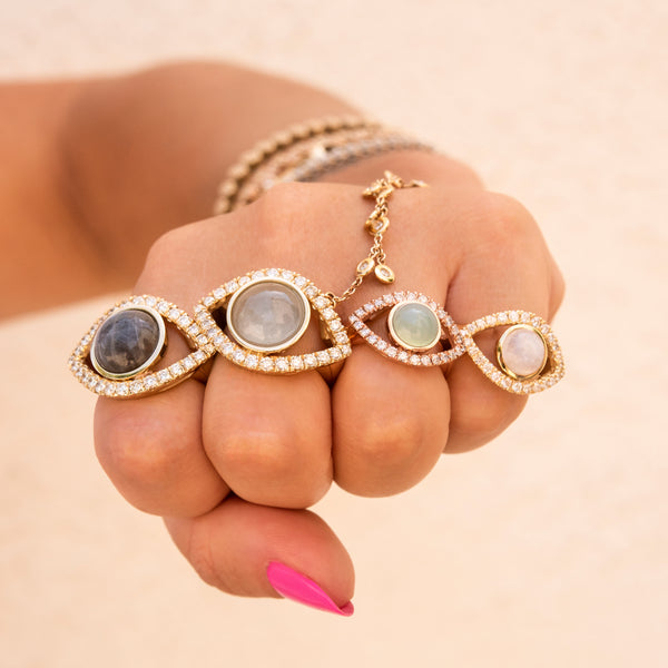 Jacquie Aiche Small Pave Moonstone Center Open Eye Ring