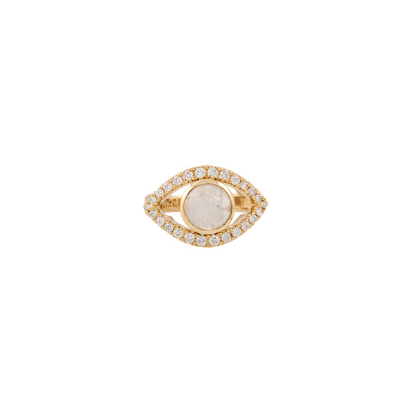 jacquie aiche Small Pave Moonstone Center Open Eye Ring