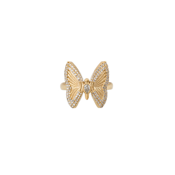 jacquie aiche Small Pave Teardrop Diamond Center Butterfly Ring