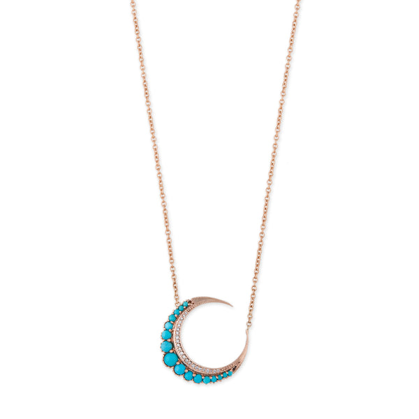 jacquie aiche Small Turquoise Crescent Moon Necklace