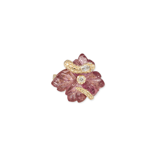 Jacquie Aiche Snake Wrapped Pink Tourmaline Flower Pave Ring