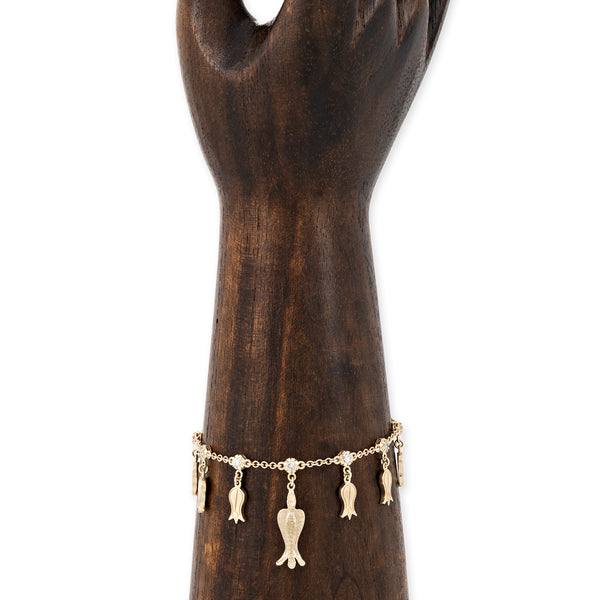 Jacquie Aiche Sophia Diamond + Graduated Bluebell Flower Shaker Bracelet