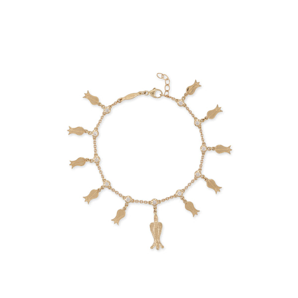 jacquie aiche Sophia Diamond + Graduated Bluebell Flower Shaker Bracelet