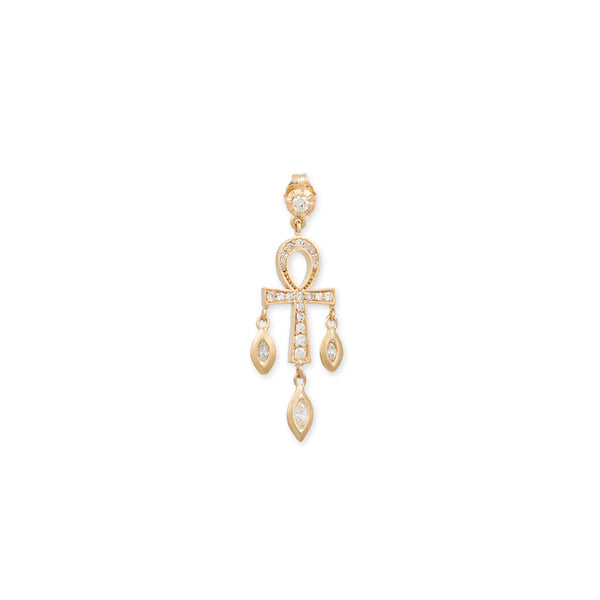 jacquie aiche Sophia Diamond+ Pave Ankh Marquise Shaker Drop Stud