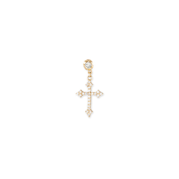 jacquie aiche SOPHIA DIAMOND + PAVE GOTHIC CROSS DROP STUD