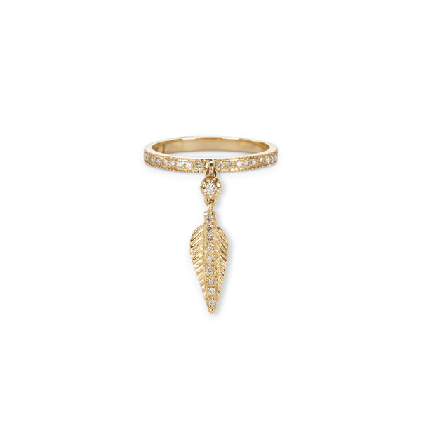jacquie aiche Sophia Diamond + Tiny Feather Dangle Pave Ring