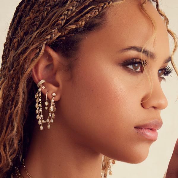 Jacquie Aiche SOPHIA ROUND + MARQUISE SHAKER DIAMOND CHAIN PAVE EAR CUFF