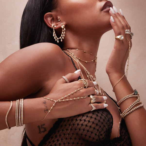 Jacquie Aiche SOPHIA ROUND + MARQUISE SHAKER DIAMOND CHAIN PAVE EAR CUFF