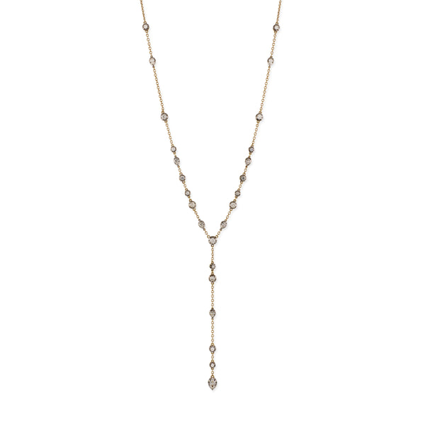 Jacquie Aiche Sophia Round + Teardrop Diamond Y Necklace