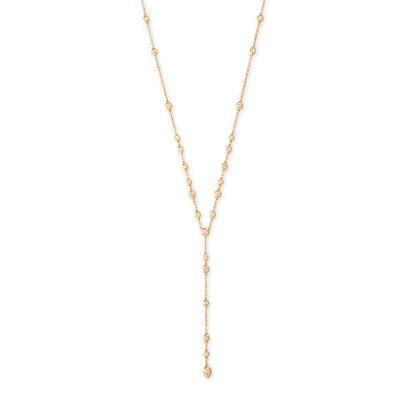 jacquie aiche Sophia Round + Teardrop Diamond Y Necklace