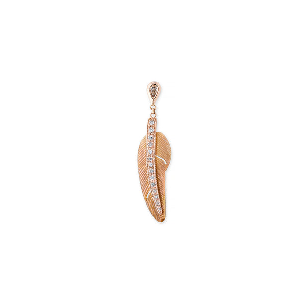 jacquie aiche TEARDROP DIAMOND + PAVE PEARL FEATHER DROP STUD EARRING