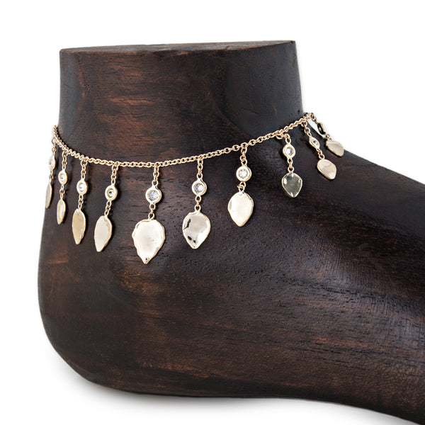 jacquie aiche Teardrop Hammered Disc Diamond Anklet