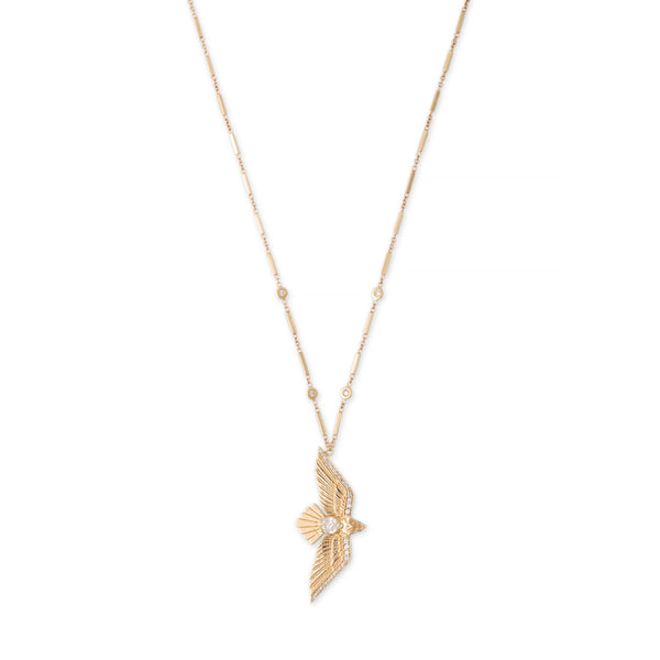 jacquie aiche Teardrop Pavé Diamond In Flight Bird Necklace