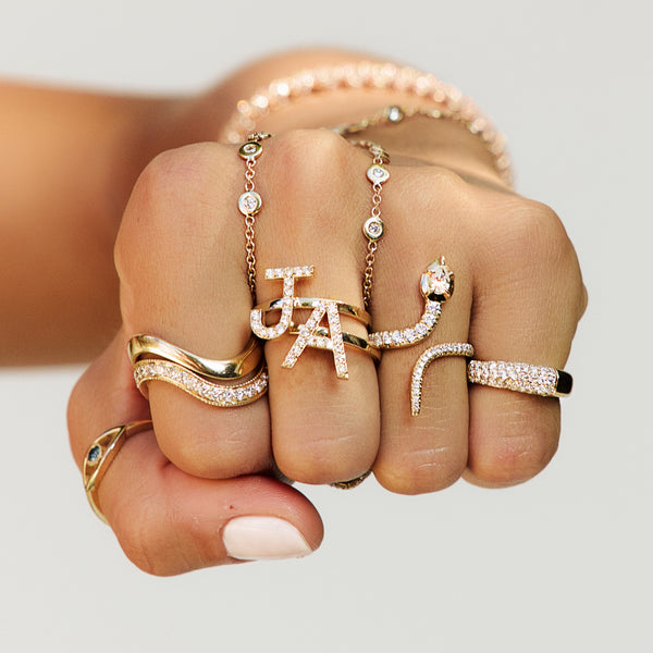 Jacquie Aiche Teardrop Sophia Diamond Head Pave Snake Ring