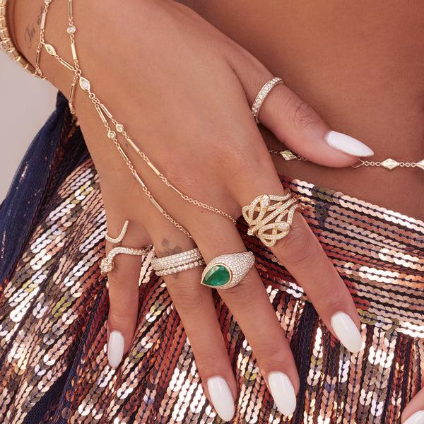 Jacquie Aiche Teardrop Sophia Diamond Head Pave Snake Ring