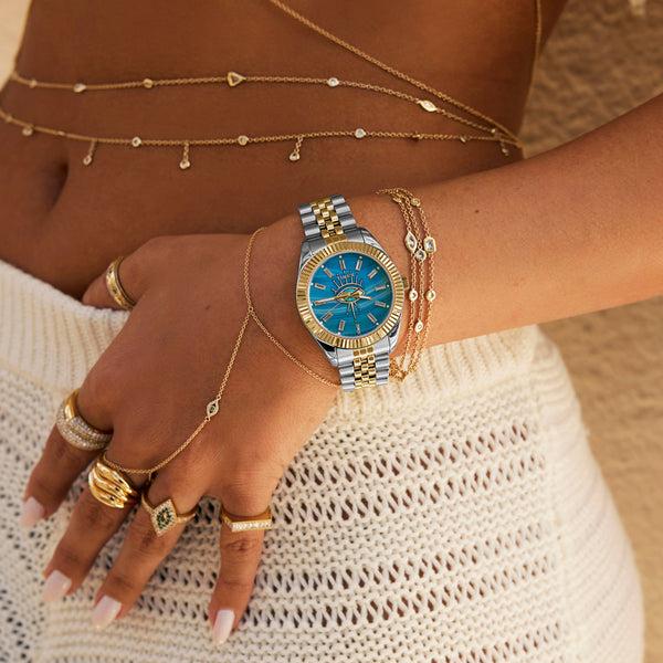 Jacquie Aiche Timex X Jacquie Aiche Legacy Blue Agate Eclipse Watch