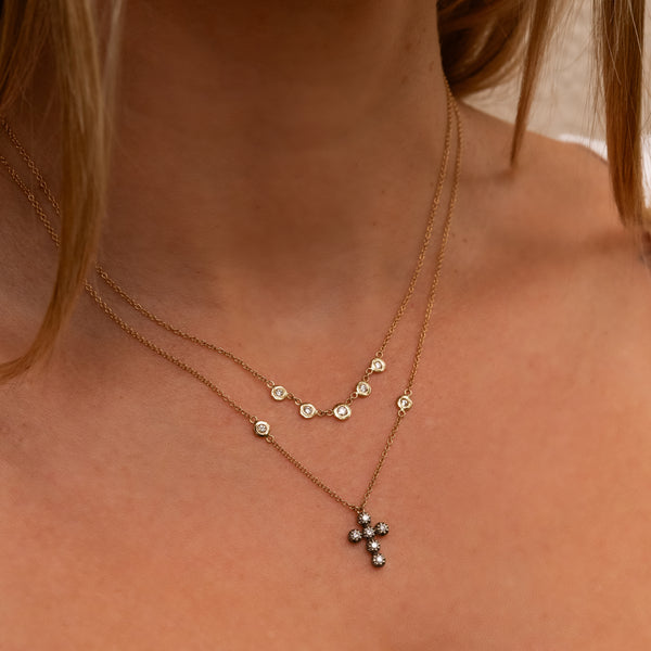 Jacquie Aiche Tiny Black Rhodium Sophia Diamond Cross Necklace
