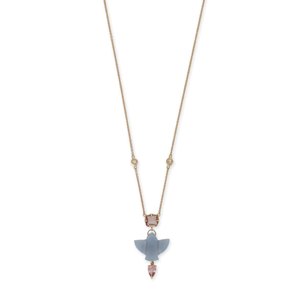 jacquie aiche Tourmaline + Blue Opal Baby Thunderbird Triple Step Necklace