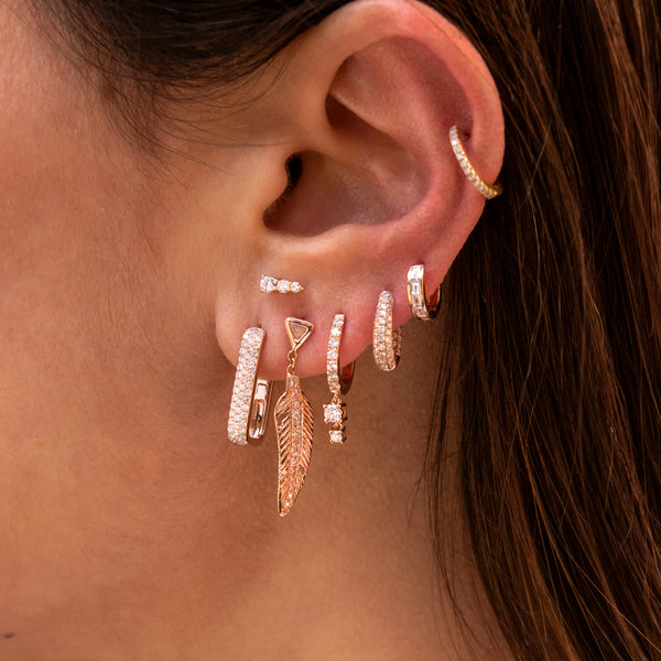 Jacquie Aiche Trillion Diamond + Pave Feather Drop Stud Earring