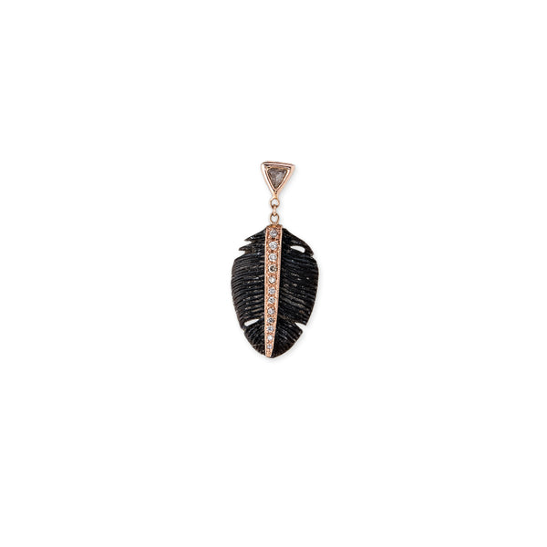 jacquie aiche TRILLION DIAMOND SMALL PAVE BLACK HORN FEATHER STUD