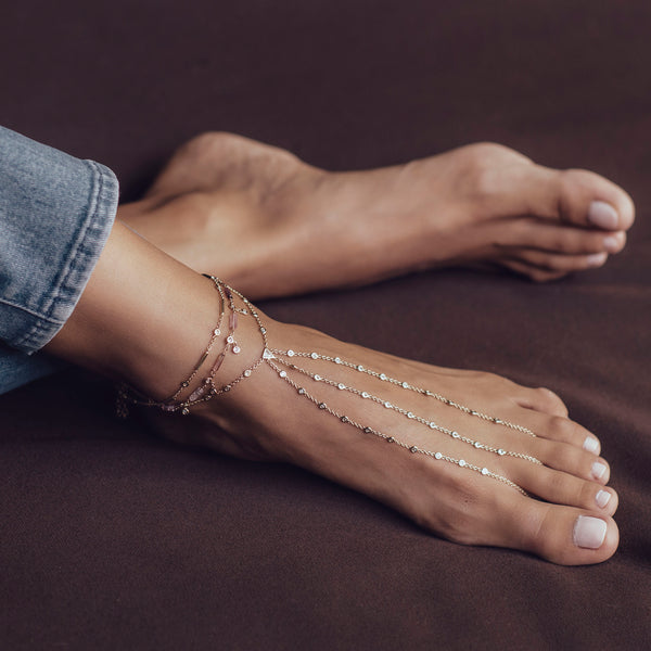 Jacquie Aiche Triple Stem Diamond Trillion Toe Anklet