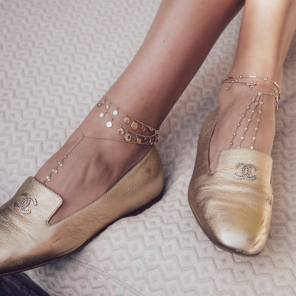 Jacquie Aiche Triple Stem Diamond Trillion Toe Anklet