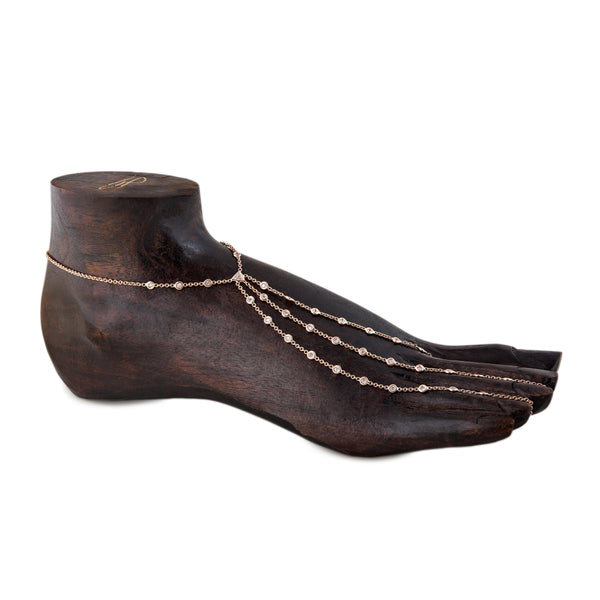 jacquie aiche Triple Stem Diamond Trillion Toe Anklet