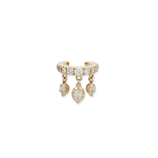 jacquie aiche TRIPLE UPSIDE DOWN TEARDROP SOPHIA DIAMOND SHAKER PAVE EAR CUFF
