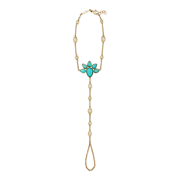 Jacquie Aiche Turquoise Blossom + Sophia Diamond Finger Bracelet