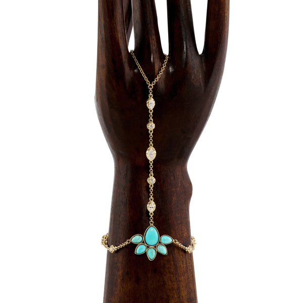 jacquie aiche Turquoise Blossom + Sophia Diamond Finger Bracelet