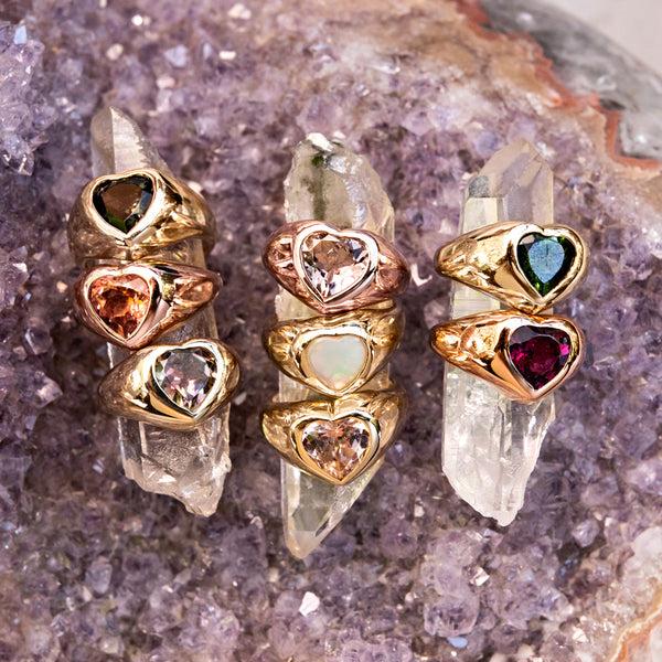 Jacquie Aiche Watermelon Tourmaline Heart Signet Ring