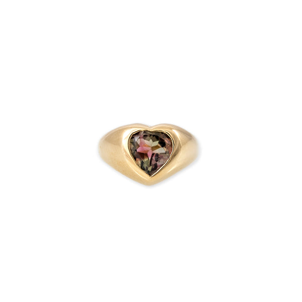 jacquie aiche Watermelon Tourmaline Heart Signet Ring